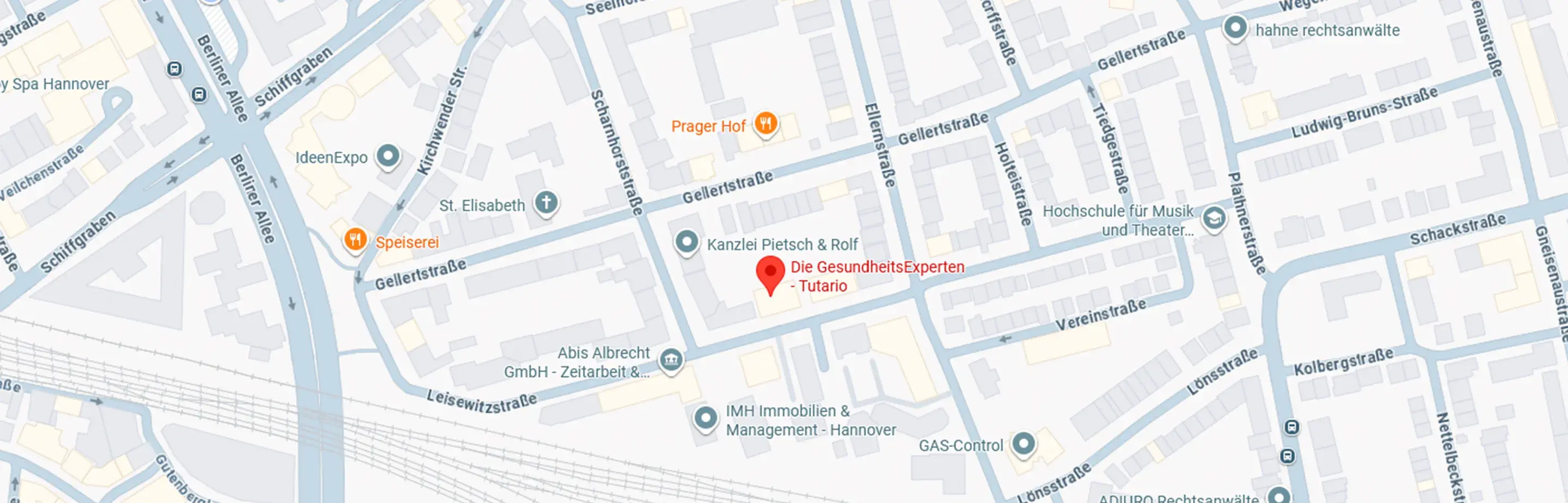 Umgebungskarte Tutario Zentrale Hannover — auf Google Maps öffnen